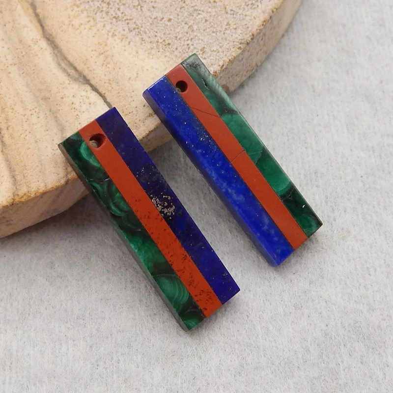 Natural Stone Gemstone Lapis Lazuli Red River Jasper Malachite Earrings Accessories For Women 23x7x3mm 2g