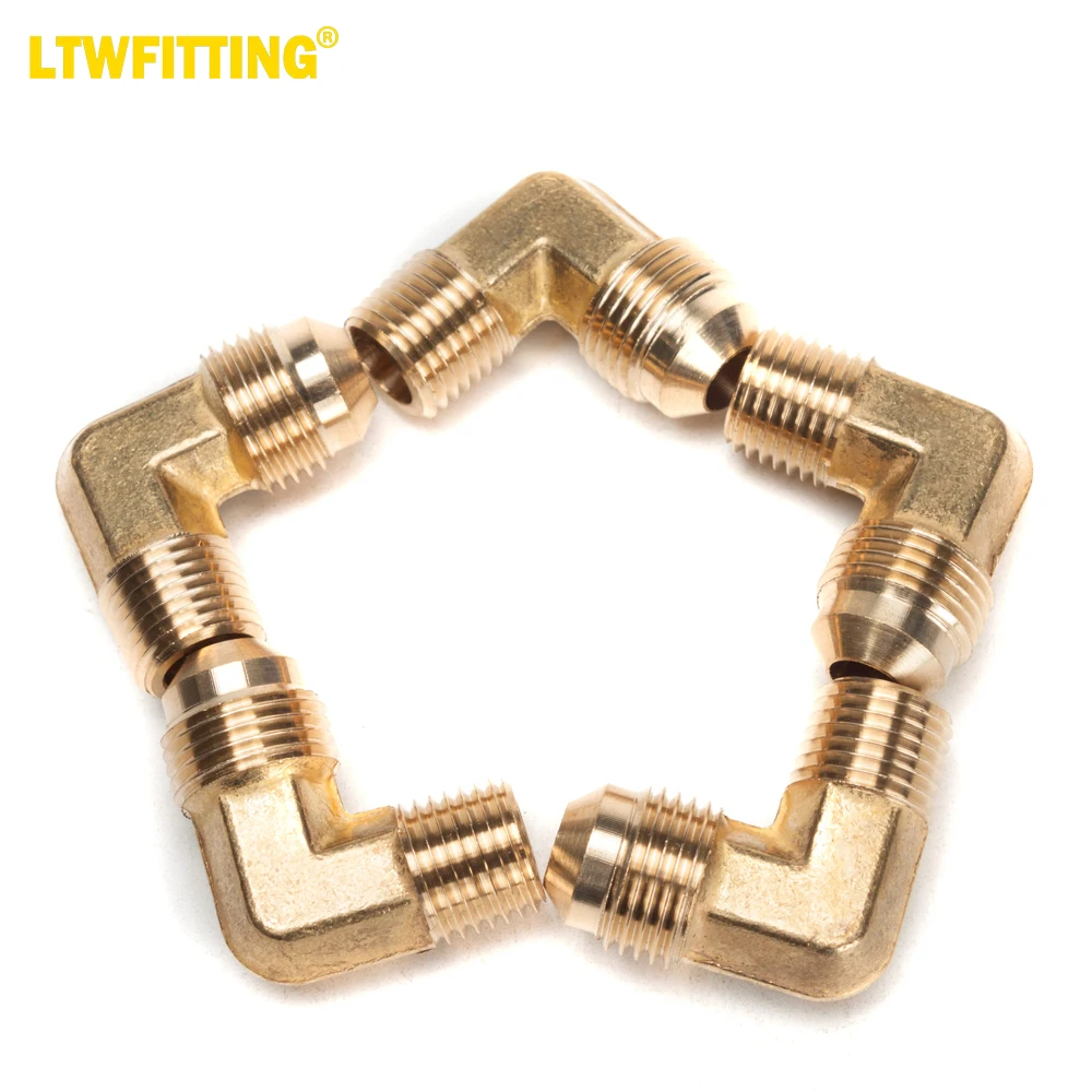 

LTWFITTING Brass Flare3/8" OD x 1/4" Male NPT 90 Degree Elbow Tube Fitting (pack of 5)