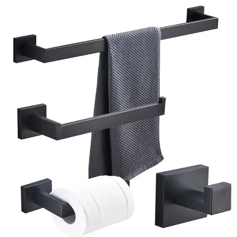 Towel rack towel holder bathroom hardware set towel hooks Gold/Matte Black Bathroom Hardware Kit Bathroom Accessories Set Wall Toilet Roll Paper Holder Robe Hook Hanger Towel Bar