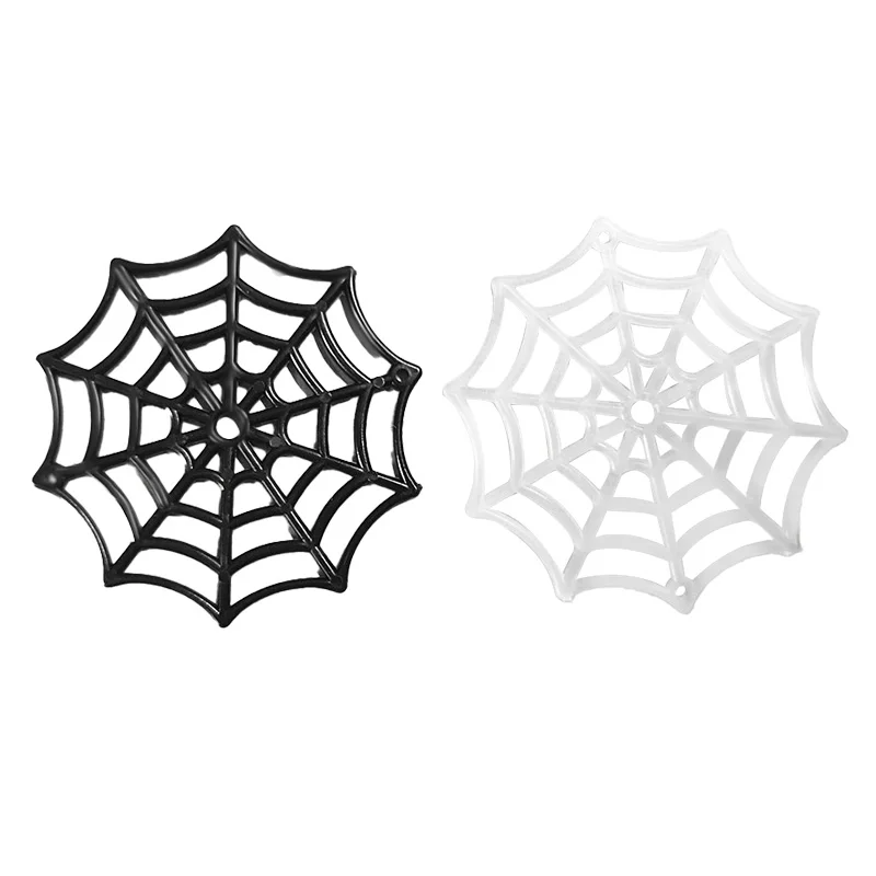 20 stücke 5,5 cm Kunststoff Schwarz Und Weiß Leuchtende Spinne Web Glow In The Dark Halloween Party Spukhaus Hof decor DIY Prop – Detail 2