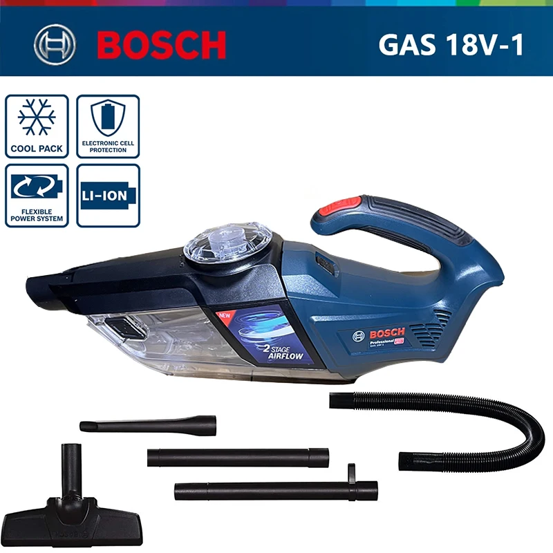 BOSCH – aspirateur à main sans fil GAS18V-1, appareil professionnel de 18V,  pour la voiture, le