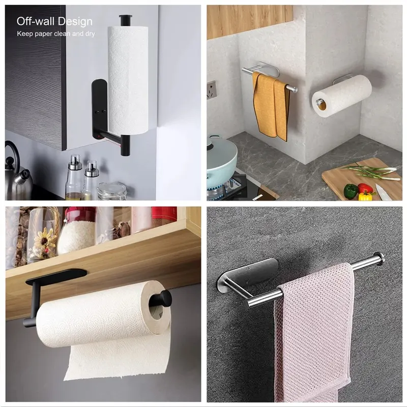 Kitchen Paper Towel Holder Adhesive Tissue Hanger Toilet