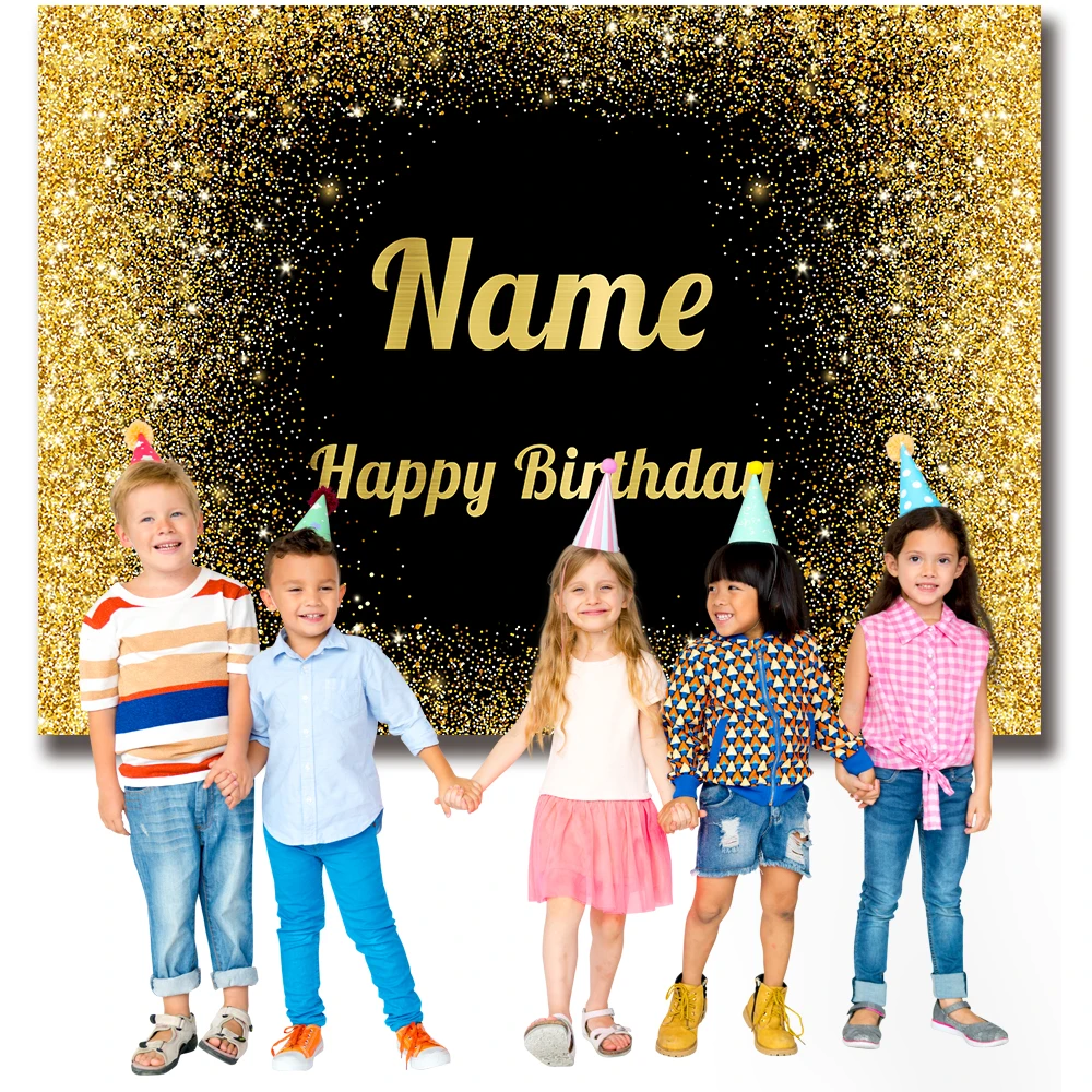Nome Personalizado Gold Silver Glitter Backdrops Birthday Party Fundos Baby Shower Banner Criança Fotografia Faça Você Mesmo Photo Studio Props - Image 6
