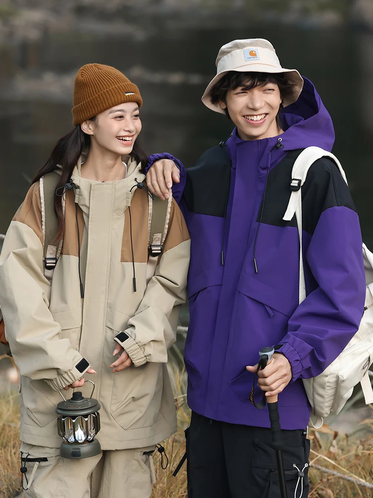 Spring Autumn Casual Jacket Men/Women Korean Fashion Patchwork Outdoor Unisex Couples Loose Coat Hooded Windbreaker Jackets 2