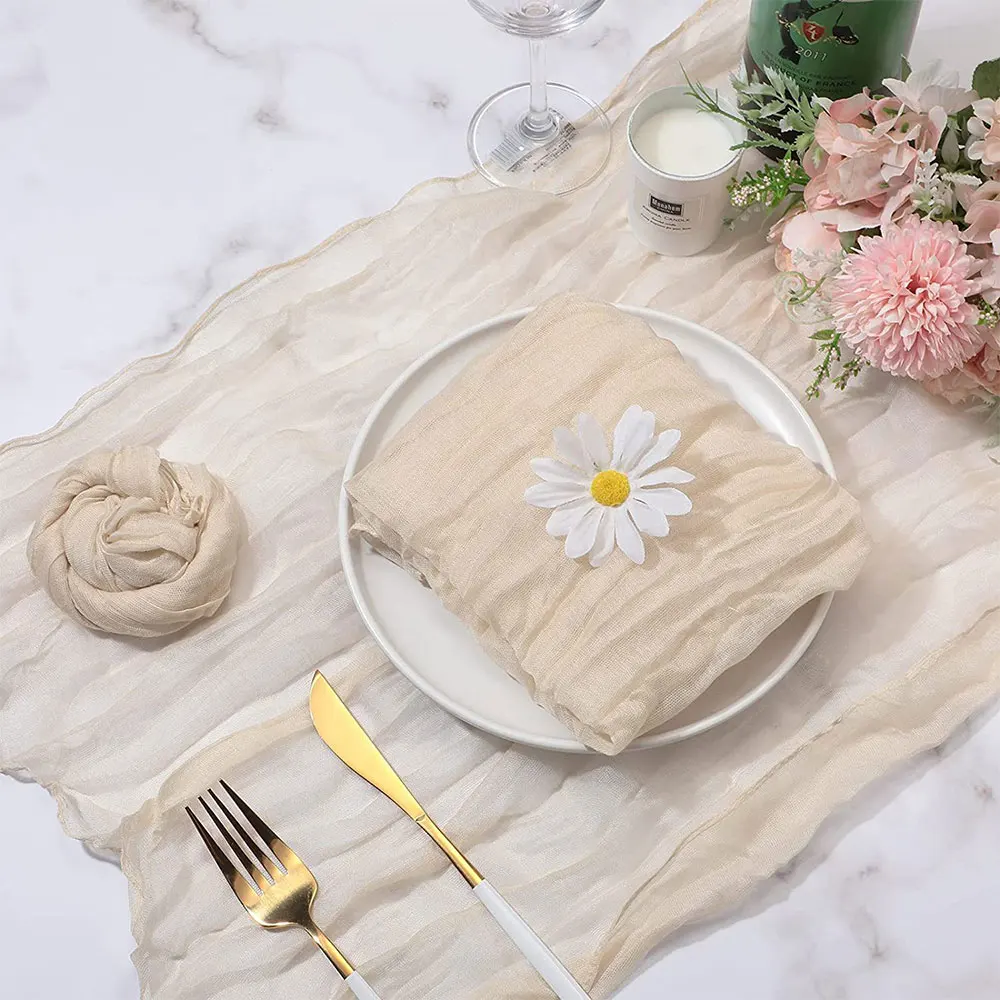 

10PCS/Set 4 Colors Gauze Napkins For Wedding Party Boho Table Napkin 50x50cm Serving Tables Decoration Dinner Towel Cocktail Mat