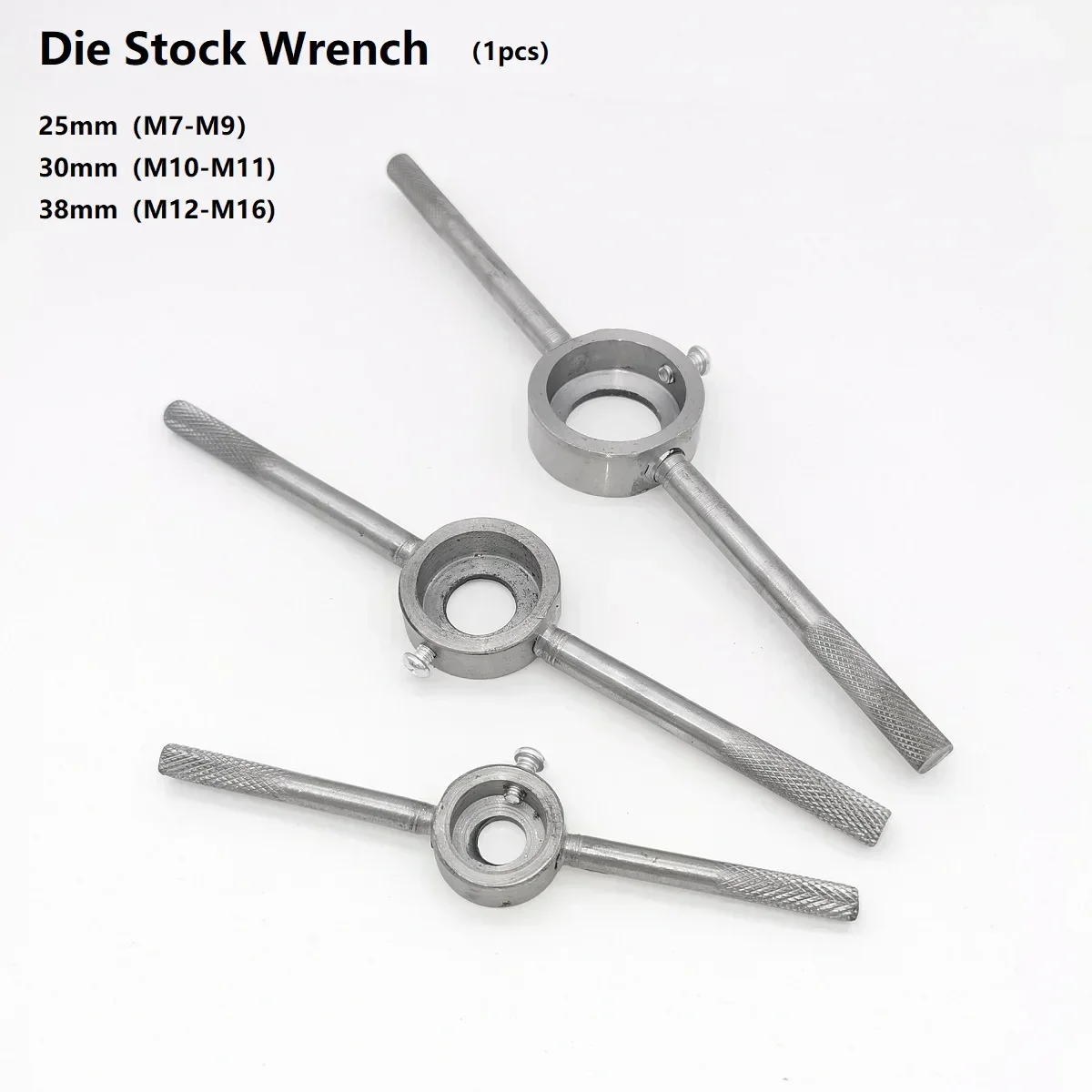 25 38 30mm ID Round Die Stock Handle Wrench For Round Die Adjustable Holder Dies Threading Tools M7-M16 Hand Tapping Kit