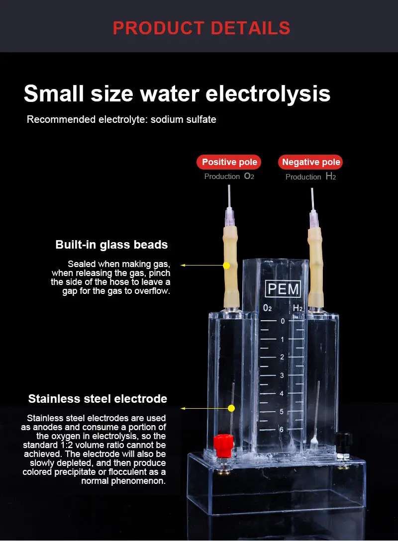 Chemistry Teaching Water Electrolyzer - PEM Electrolysis Apparatus for Hydrogen
