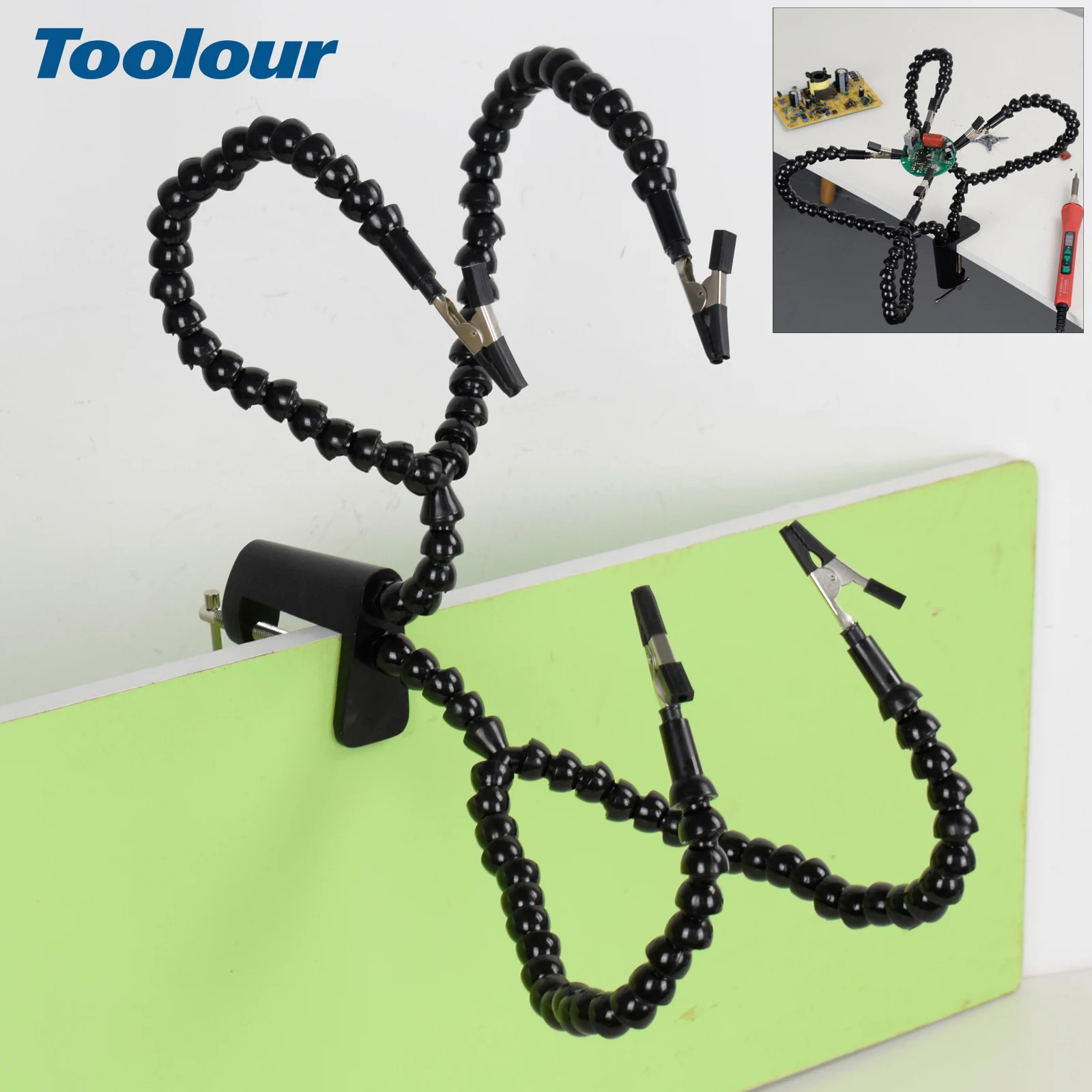 Toolour Soldering Helping Hands Third Hnad Tool PCB Holder Flexible Arms Crafts Jewelry Hobby Workshop Helping Station