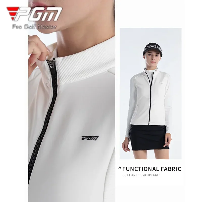 PGM Stand Collar Sleeveless Golf Jackets Women Windproof Golf Vest Ladies Warm Slim Sports Waistcoats Autumn Casual Coat