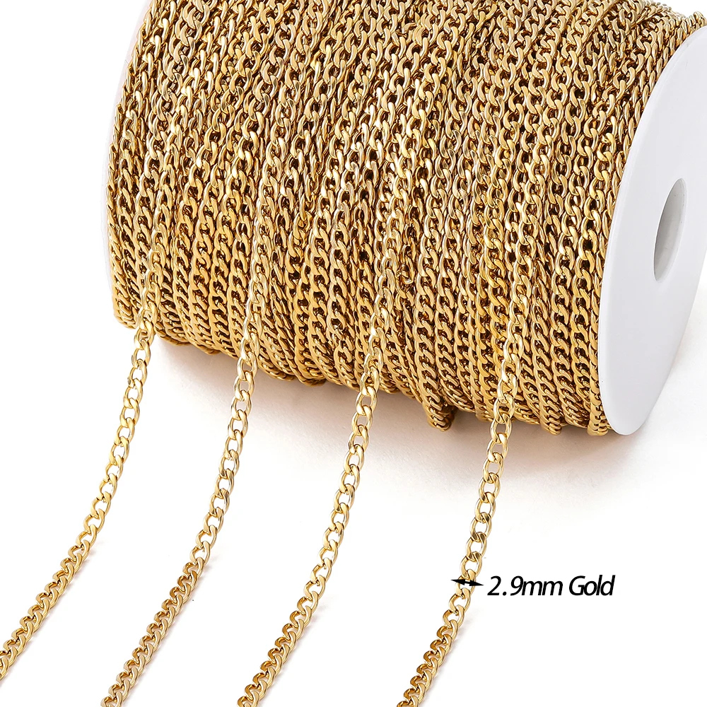 Radiant Gold-Toned Stainless Steel Beaded Chain for DIY Jewelry Creations