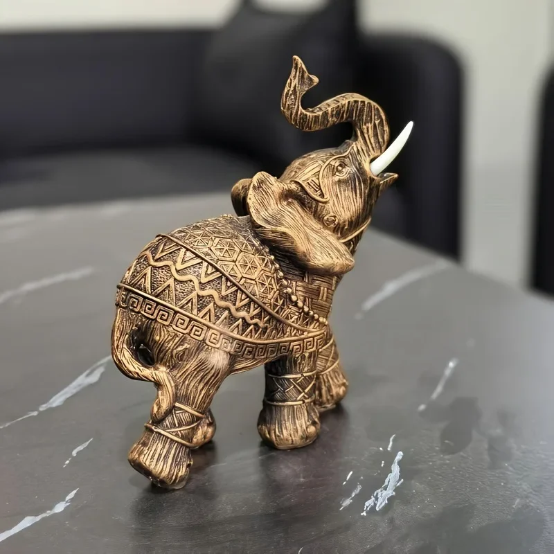 Lucky Feng Shui Elephant Statue Golden Wealth Sculpture Home Decoration Mini Figurine Gift Decoration Crafts Figurines