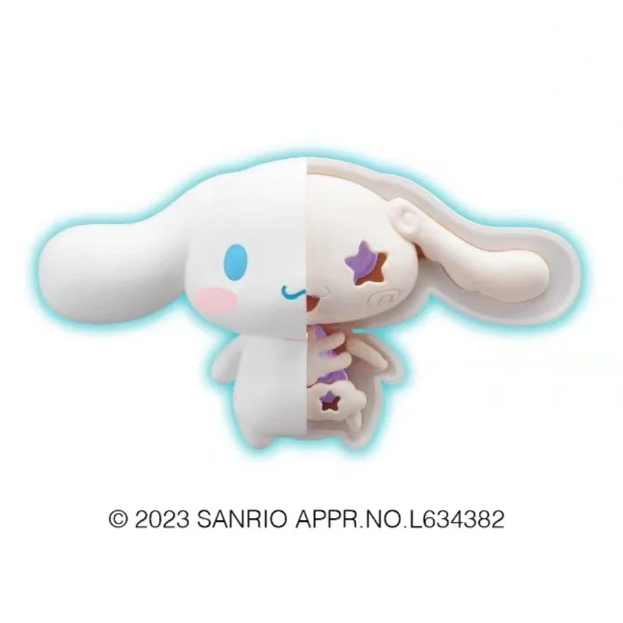 thumbnail image 1 of En existencia Figuras de acción originales de Sanrio Cinnamoroll Melody Kuromi, caja de dibujos animados, huevo, media calavera, modelo ensamblado, muñeca, juguete, regalos para niña, 1 of 5