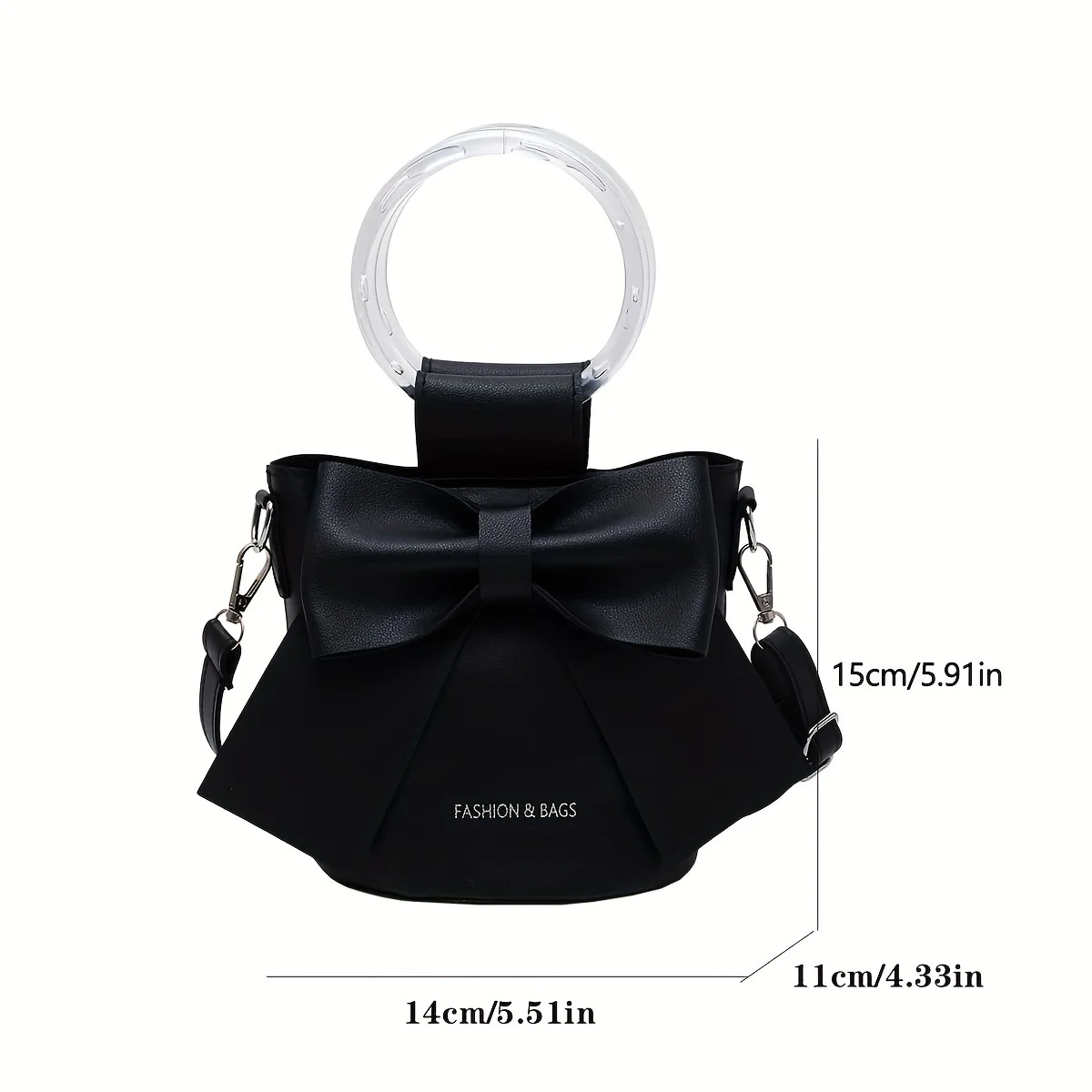 Stylish Women's Bucket Bag with Detachable Strap and Elegant Bow Accent Casual Shoulder Crossbody Bag, Summer Handbag Purse