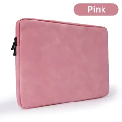 Sleek PU Leather Laptop & Tablet Protective Sleeve - Slim Storage Pouch - 15.6 inch (Pink)