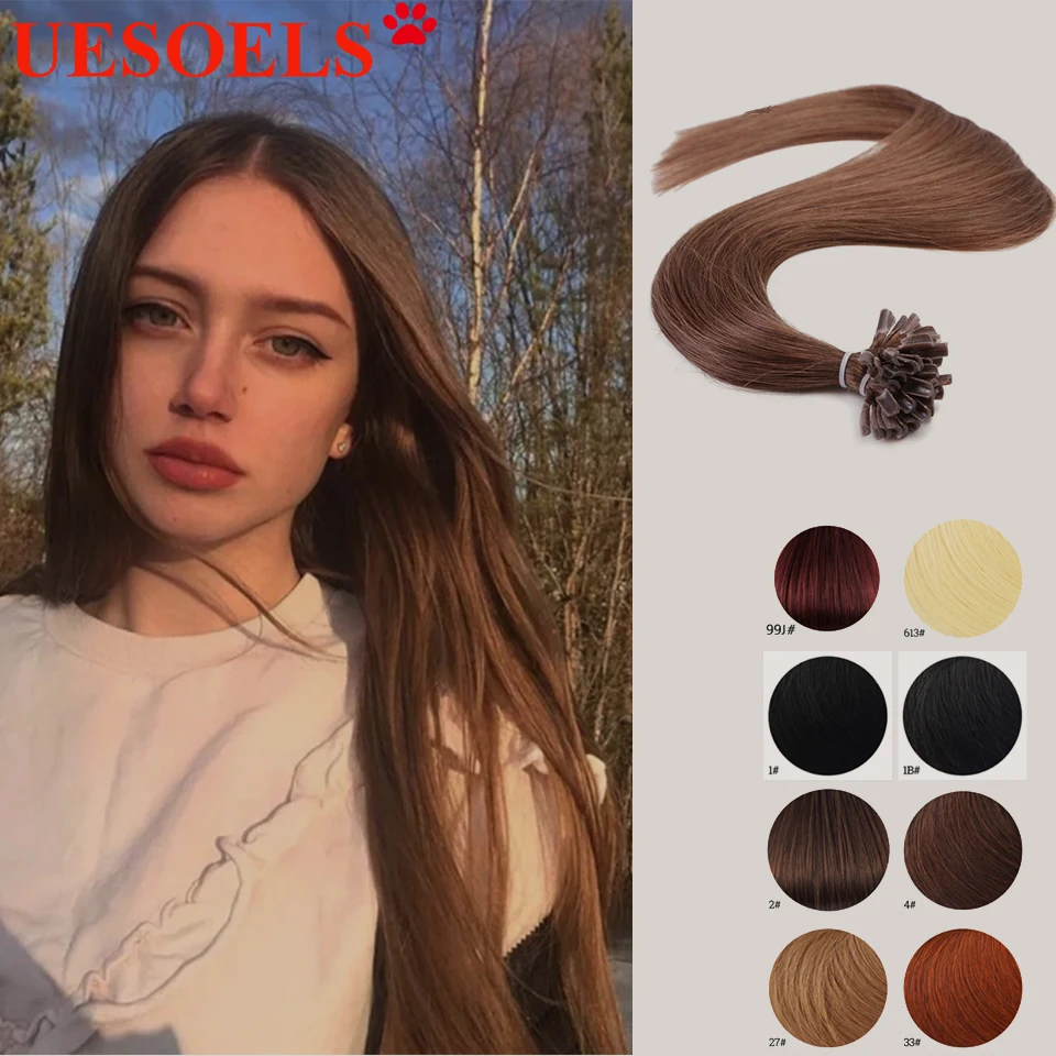Peruvian Tape In Real Human Hairs 100% Remy 8-26 Inches 26 Color Straight U-tip Human Hair Adhensive Extension For White Women