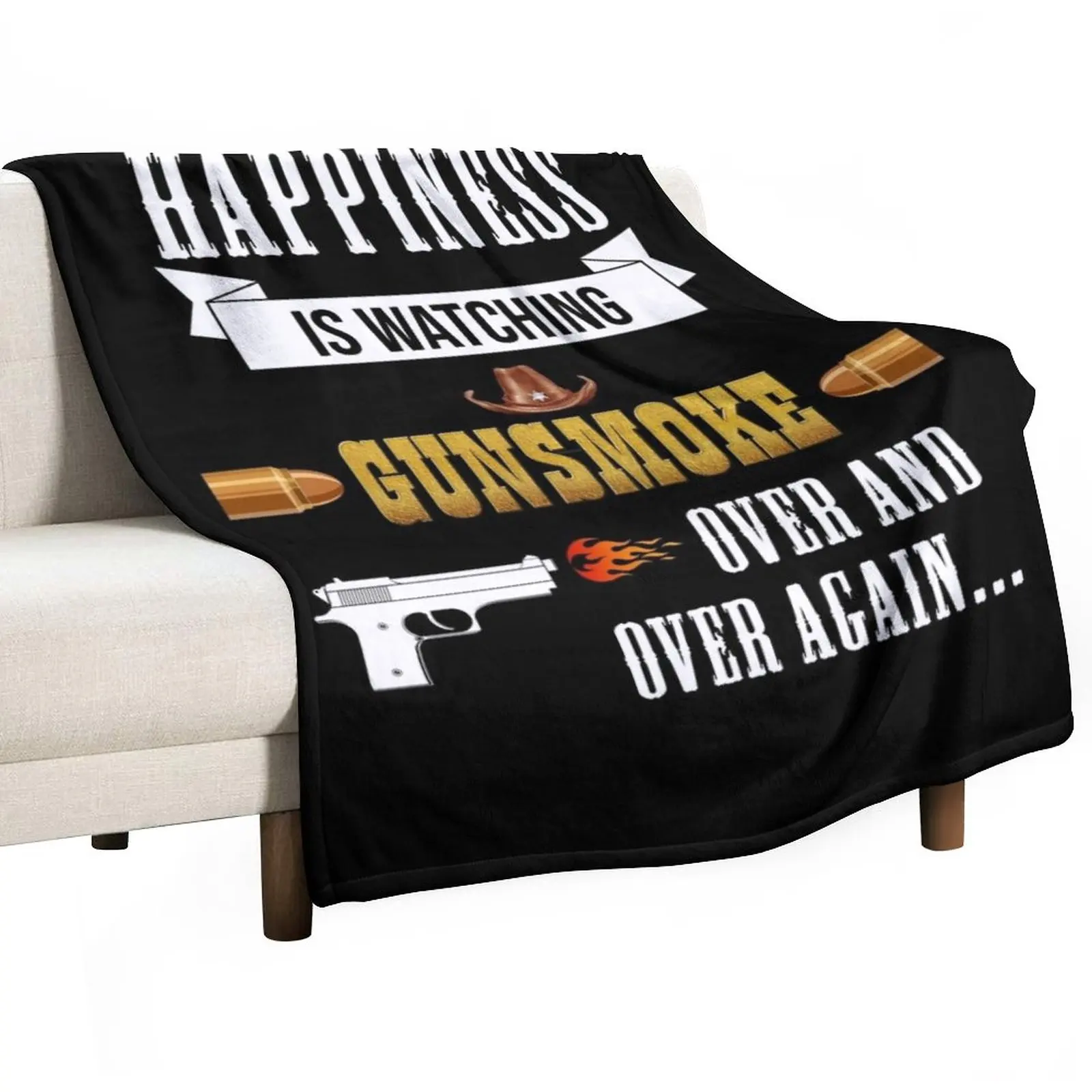 

Happiness is watching gunsmoke over and over again.. Throw Blanket Fluffy Shaggy Blanket Plaid Blanket Sofa