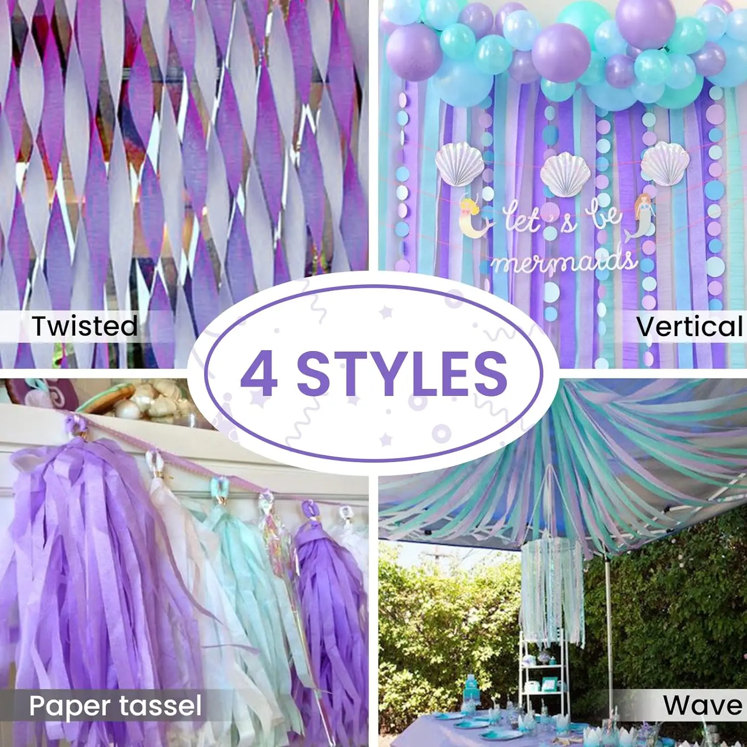 Rainbow Crepe Paper Streamers for Wedding Birthday Party Backdrop Decoration 3pcs/set