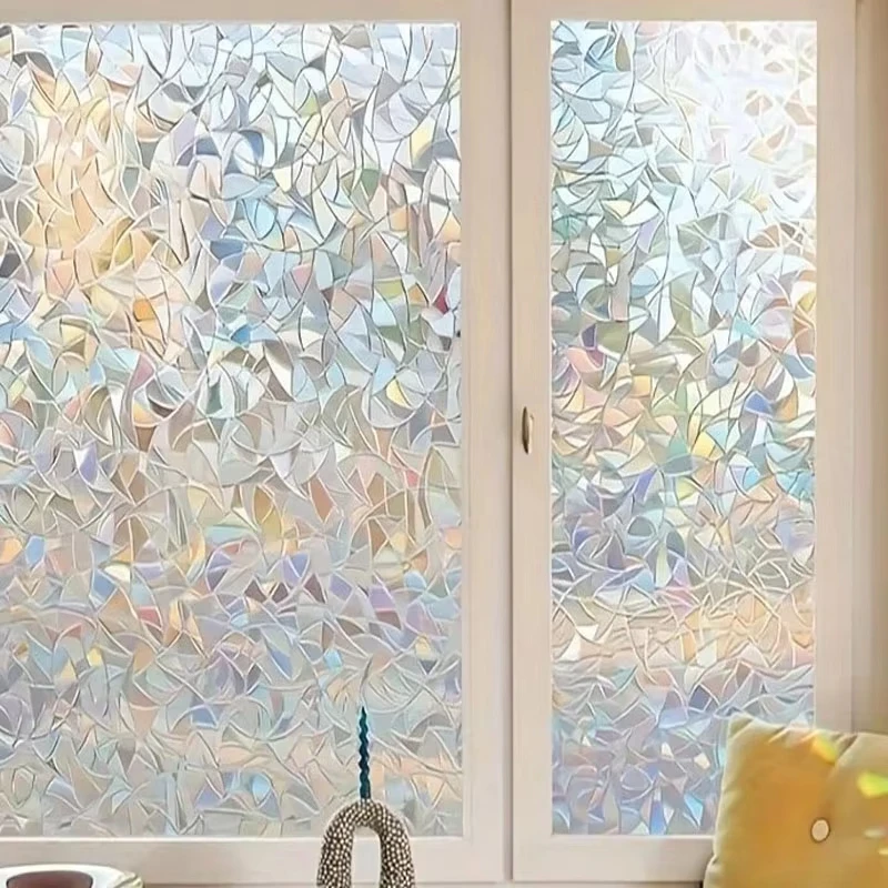 1pc Colorful Crescent Geometric Pattern Electrostatic Glass Window Film Office Bedroom Bathroom Home Decor window film