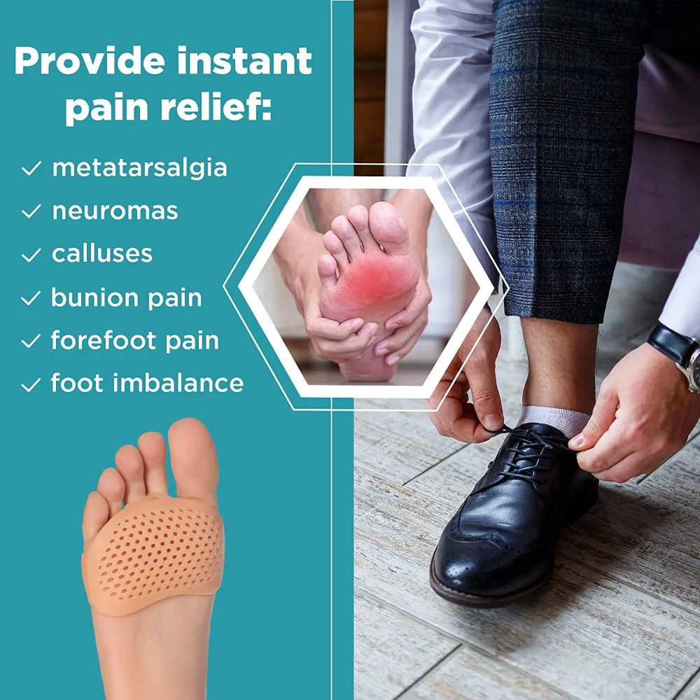 Silicone Toe Separator Metatarsal Pads Orthotics Foot Massage Insoles Forefoot Socks Foot Care Tool 2Pcs foot care tools