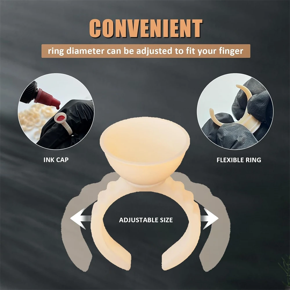Disposable Ring Tattoo Ink Cups 100/300/500pcs Soft Silicone Pigment Container Portable Microblading Permanent Tattoo Accessory