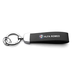 Premium Metal and Leather Car Keychain - Auto Badge Styling Gift Pendant (For Alfa Romeo - pk)