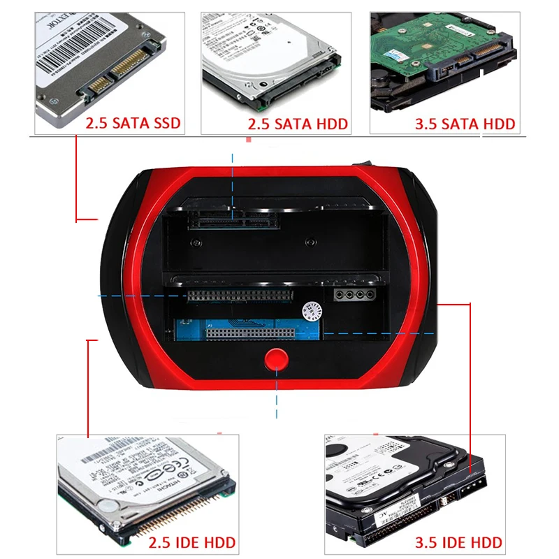 USB-2.5/3.5인치 SATA IDE 하드 드라이브 HDD SSD 리더 도킹 스테이션 듀얼 베이 외장 디스크 박스 인클로저 케이스 HD 외장형