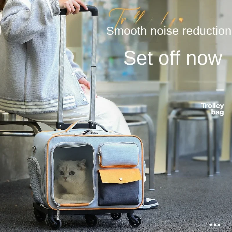 Pet Trolley Cat Bag Portable Suitcase Cat Suitcase Trolley Travel Backpack Carrier Pet Products
