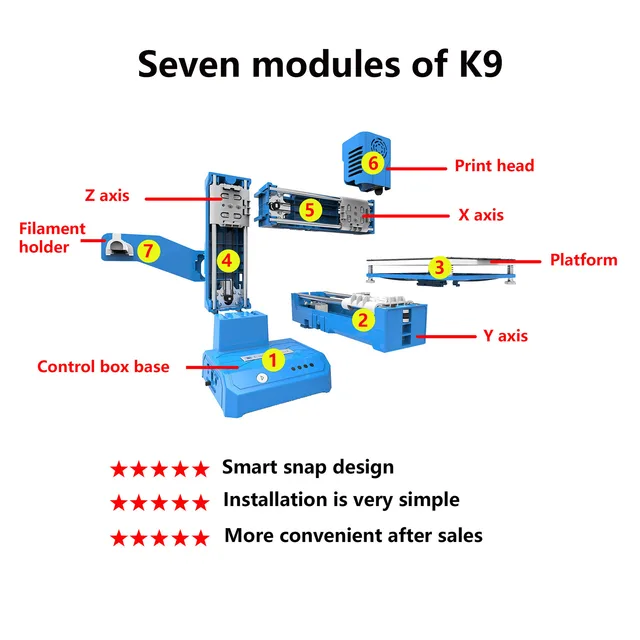 EasyThreed 3D Printer K9 Mini Desktop Children 3D Printer 100*100*100mm Print Mute Printing with TF Card PLA Sample Filament 4