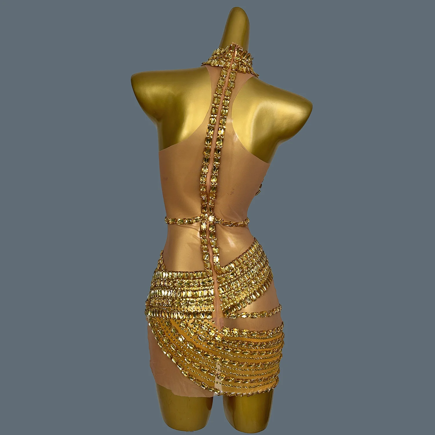 Fantasy Sparkly Glod Rhinestone Dress Womer Sexy Birthday Wedding Party  Prom Gowns Drag Queen Costume Outfit Festival Fangtang - AliExpress  200000345