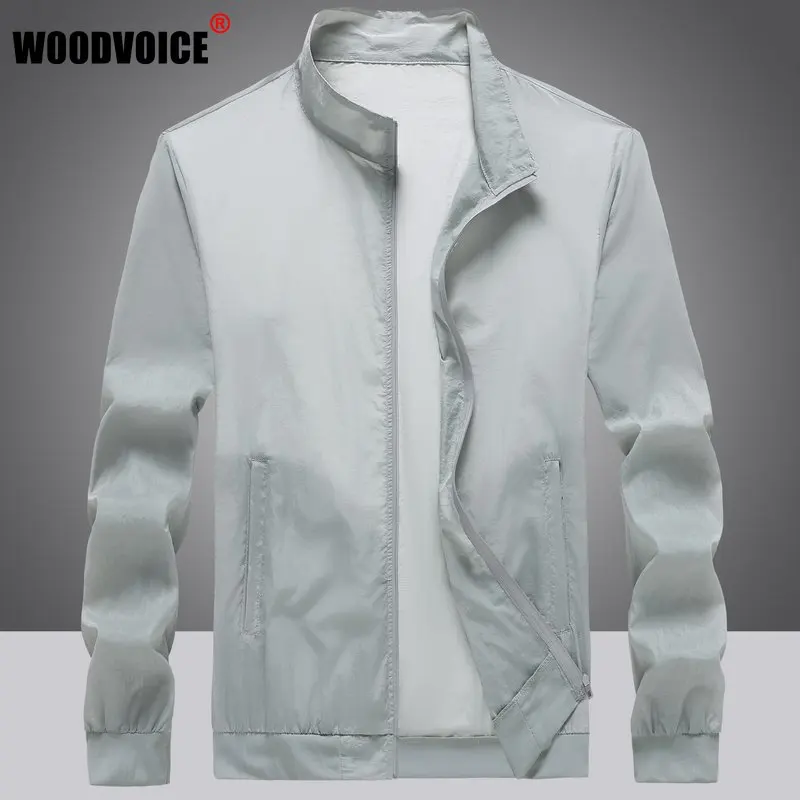 

Summer Men Skin Coats Ultra-Light Sunscreen Clothing Anti-UV Sun-Proof Thin Stand Collat Jacket With Zip Pockets Outdoor Clothes