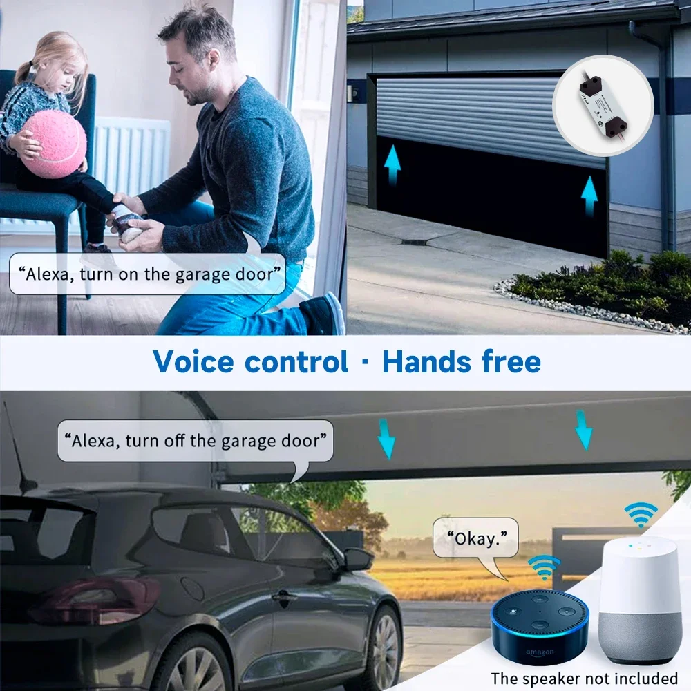 Tuya WiFi 차고 문 개폐기 음성 제어 기능이 있는 스마트 홈 자동화, 앱 원격 제어 및 Tuya 통합 기능