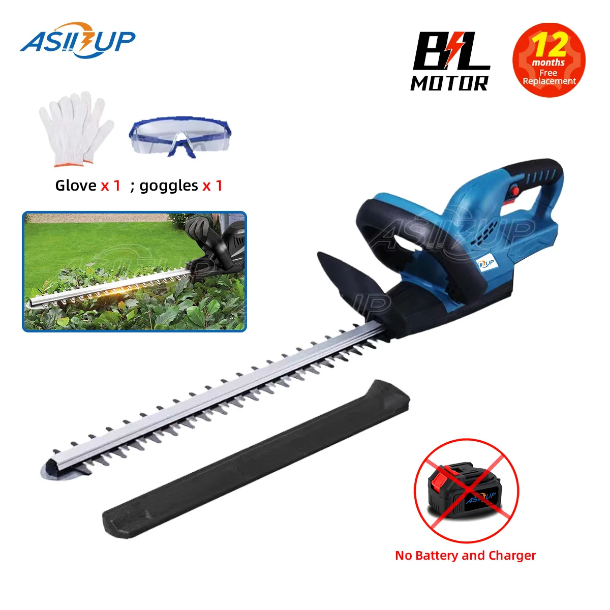 2300W 52CM Cordless Brushless Electric Hedge Trimmer Shrub Weeding Dual Pruning Garden Power Tool for Makita 18V Battery