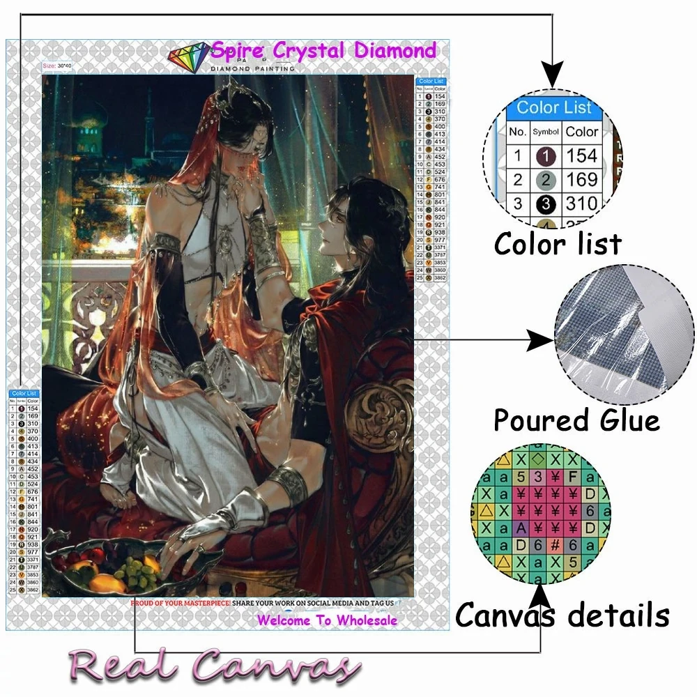 Anime Heaven Official's Blessing 5D AB Drills Diamond Painting Tian Guan Ci Fu Pic Art Cross Stitch Kits Mosaic Home Decor Gift