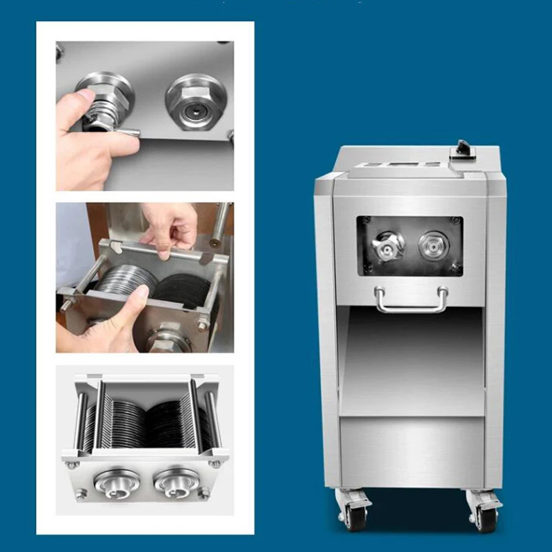 450KG/H Electric Meat Slicer Commercial Meat Cutter 2200W Pork Lamb Beef Food Stainless Steel Electric Meat Shredded Diced Machi 2