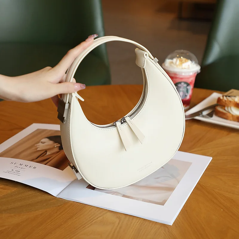 2023 New Niche Elegant All-match Women's Bag Selected Cowhide Material Crescent Bag Armpit Bag Half-moon Bag Shoulder Handbag