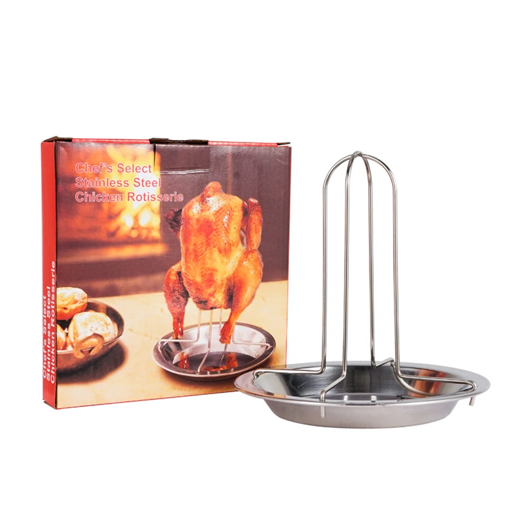 Stainless Steel Chicken Roasting Stand Indoor Outdoor Cooking Tool Turkey Roasting Rack Chicken Holder for Grill Oven Smoker chicken roasting rack