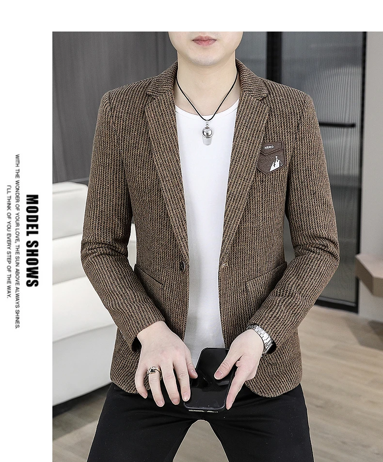 Blazer Männer Modische Casual Business Gentleman Outdoor Trend Einfarbig Bankett Vielseitig und Abnehmen Koreanische Version Blazer – Detail 22