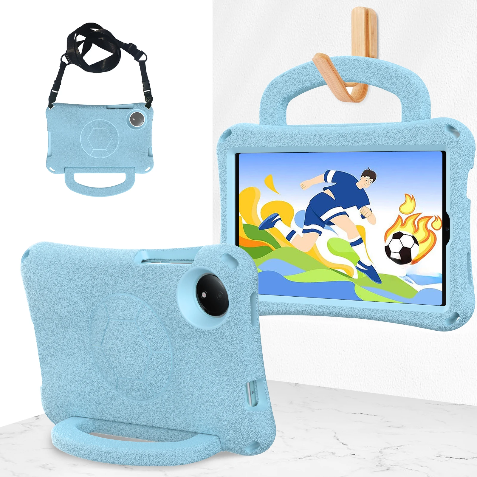 Durable EVA Football-Themed Tablet Stand Case, Rugged Protective Cover