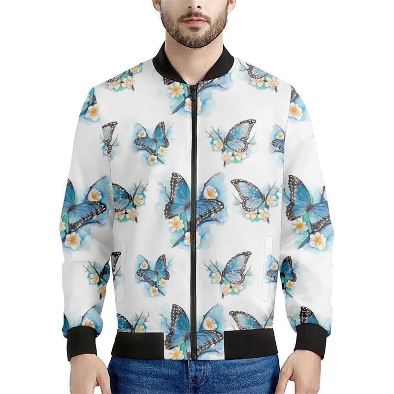 thumbnail image 1 of Chaquetas con estampado 3D de mariposas e insectos de colores para hombre, ropa holgada, sudadera informal, chaqueta bomber con cremallera, ropa de calle, abrigo, 1 of 5