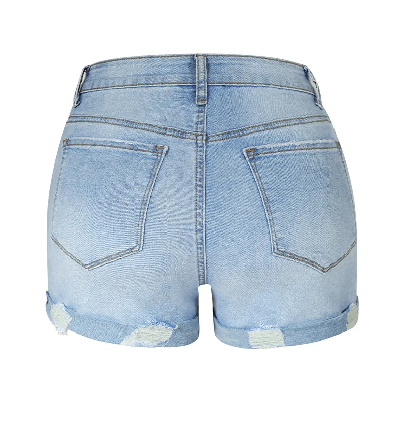 rasgado frisando jeans shorts moda casual alta