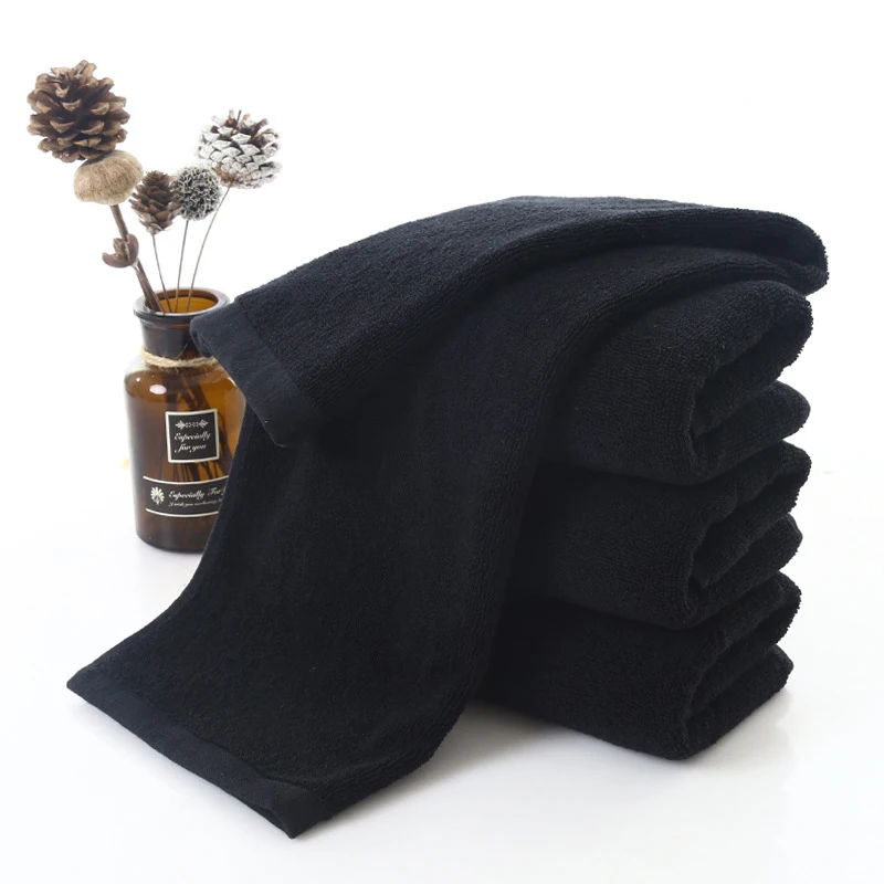 Black Towel Cotton Soft Face Towel Hotel Bathroom Beauty household Strong Water Absorption Washcloth Kitchen Towels 3