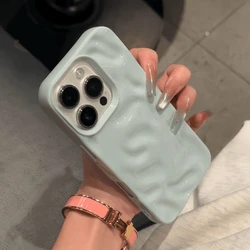 Luxury Soft Silicone Wave Fold Pattern Phone Case with Candy Bumper Back Cover for iPhone 17 (SKY BLUE)