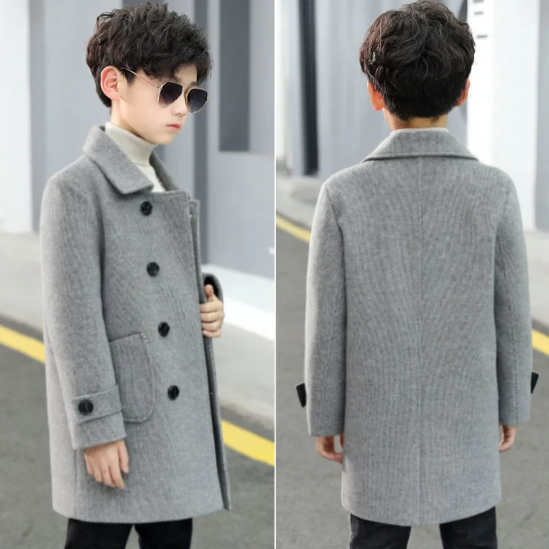Шерстяное пальто для девочек, куртка, верхняя одежда, 2023, однотонная, утепленная, бархатная, зимняя, осенняя, хлопковая детская одежда