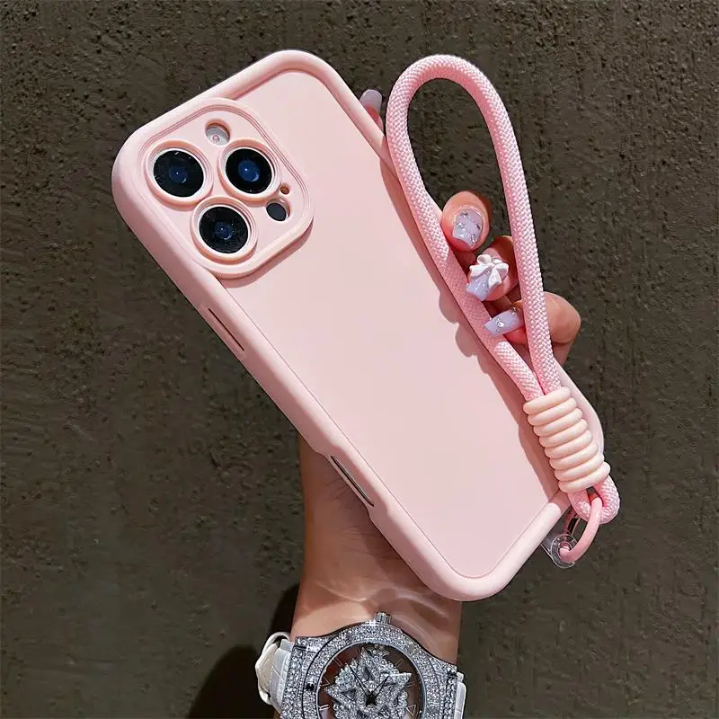 Luxury Colorful Lanyard Soft Phone Case - Shockproof Soft Cover