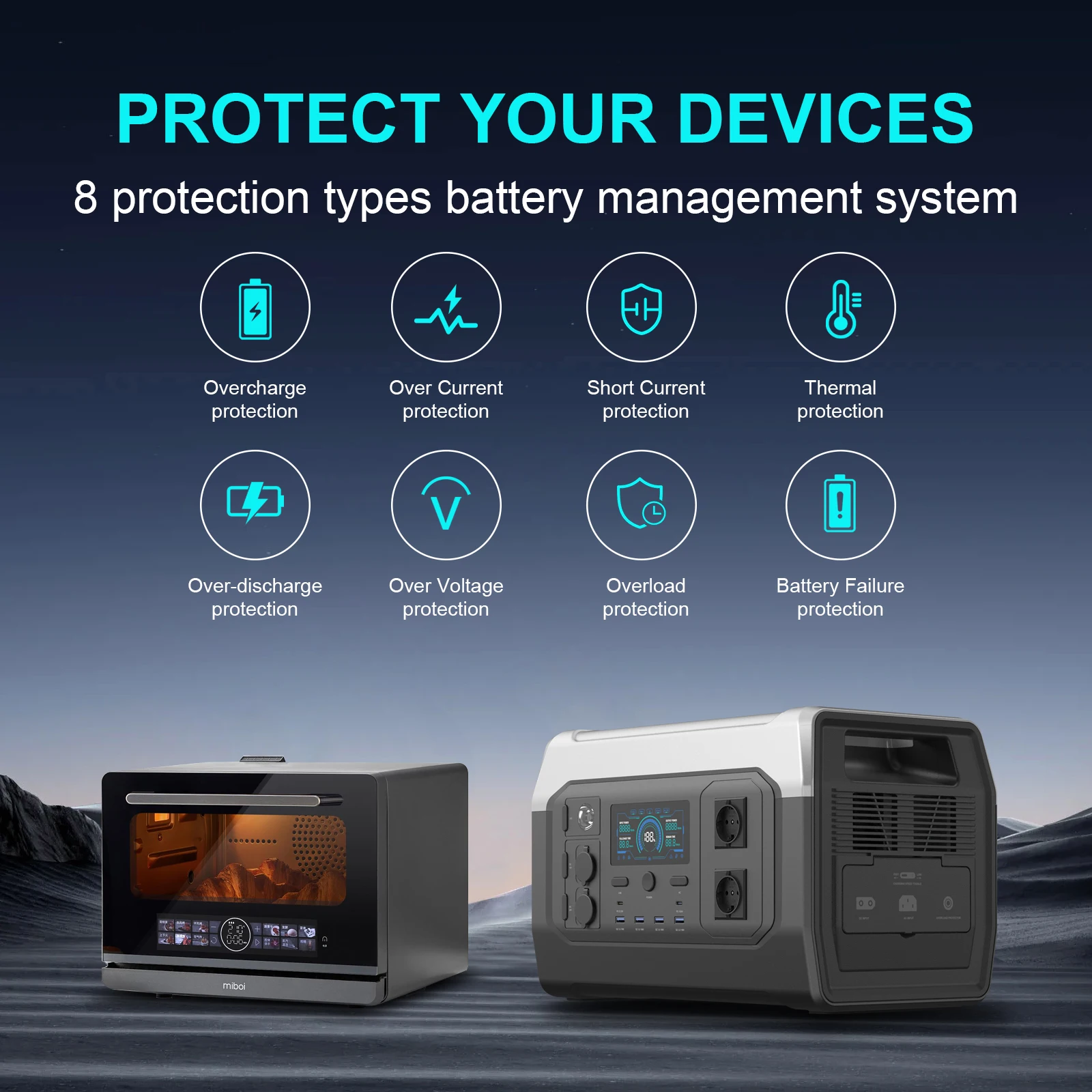 1024Wh Portable Power Station UPS Solar Generator 110V 220V Lifepo4 Battery Energy Storage Supply Camping Campervan RV Outdoor 2