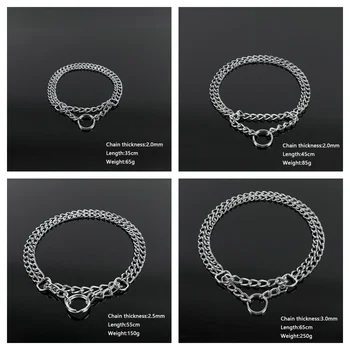 35-65cm Dog Collar Metal Adjustable Double Row Telescopic Chain Triple Ring Explosion-Proof Punch Collar Dog Training Supplies 6