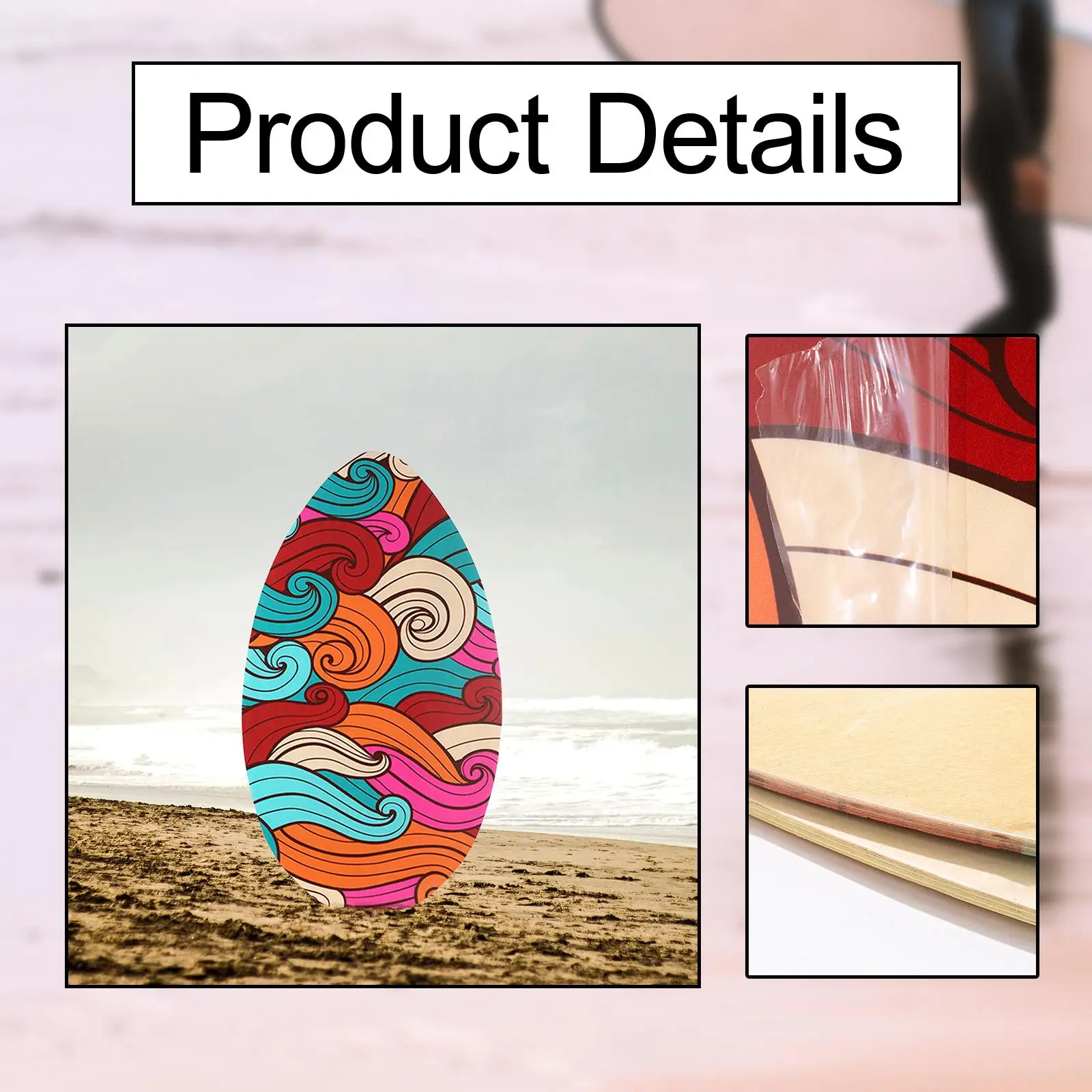 Skimboard Stand up with High Gloss Coat Body Board for Teenagers Kids Adults