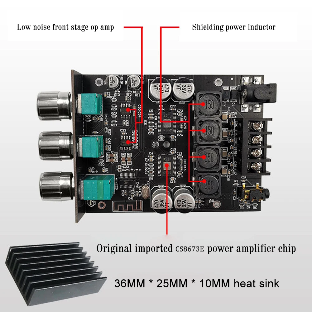 ZK-1002T Bluetooth-Compatible HIFI 2.0 Channel Amplifier Stereo Speaker Boards 100Wx2 Audio Module Kit Bass and Treble Subwoofer