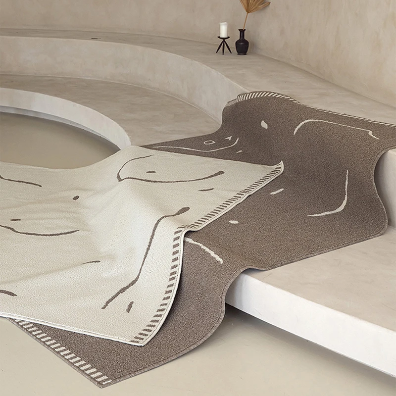 

Ретро минималистичный декоративный плюшевый ковер для гостиной, студийный коврик для отдыха, Нескользящие мягкие коврики для спальни, входа, крыльца, напольный коврик