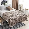 Super Soft Coral Fleece Flannel Blankets Leopard Stripe Printed Sofa Bed Bedspread Plaid Blankets 3